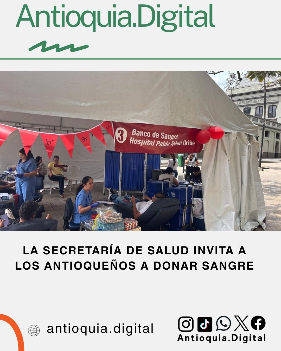 Secretaría de Salud invita a donar sangre en Antioquia
