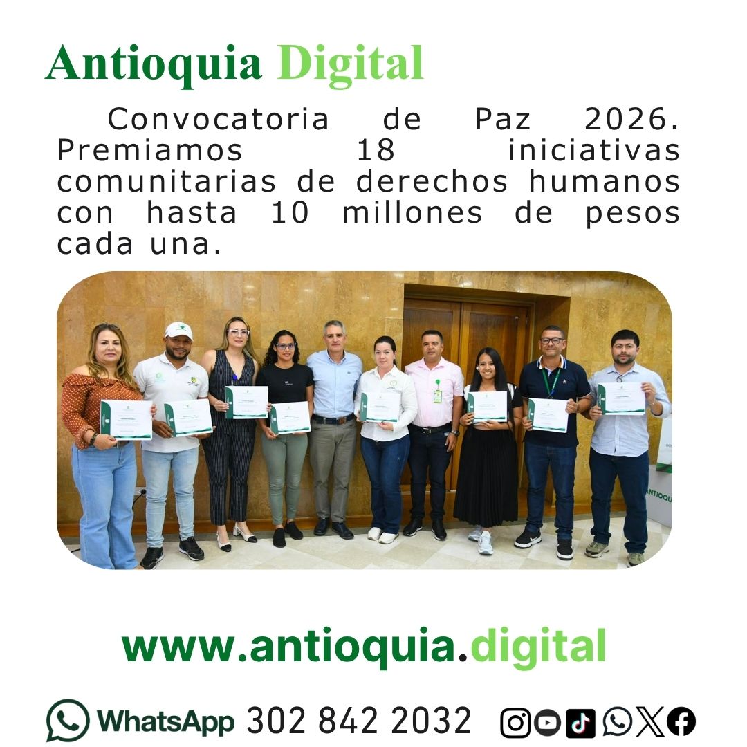 Convocatoria premia iniciativas de paz en Antioquia