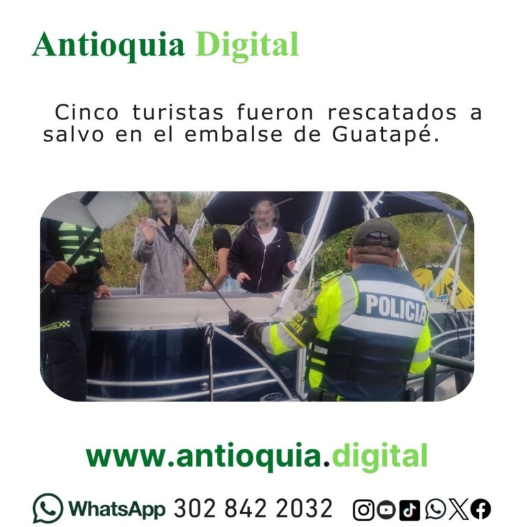 Rescatan 5 turistas en el embalse de Guatapé