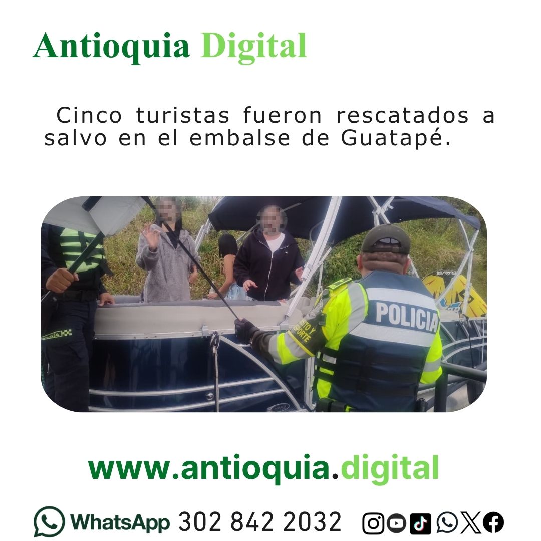 Rescatan 5 turistas en el embalse de Guatapé