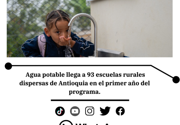 Agua potable llega a escuelas rurales de Antioquia
