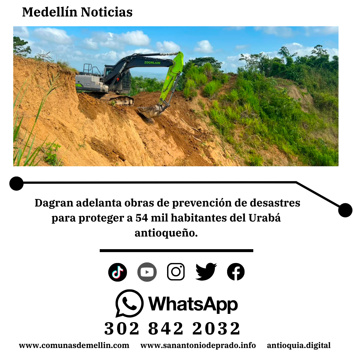 Dagran adelanta obras de riesgo en Urabá
