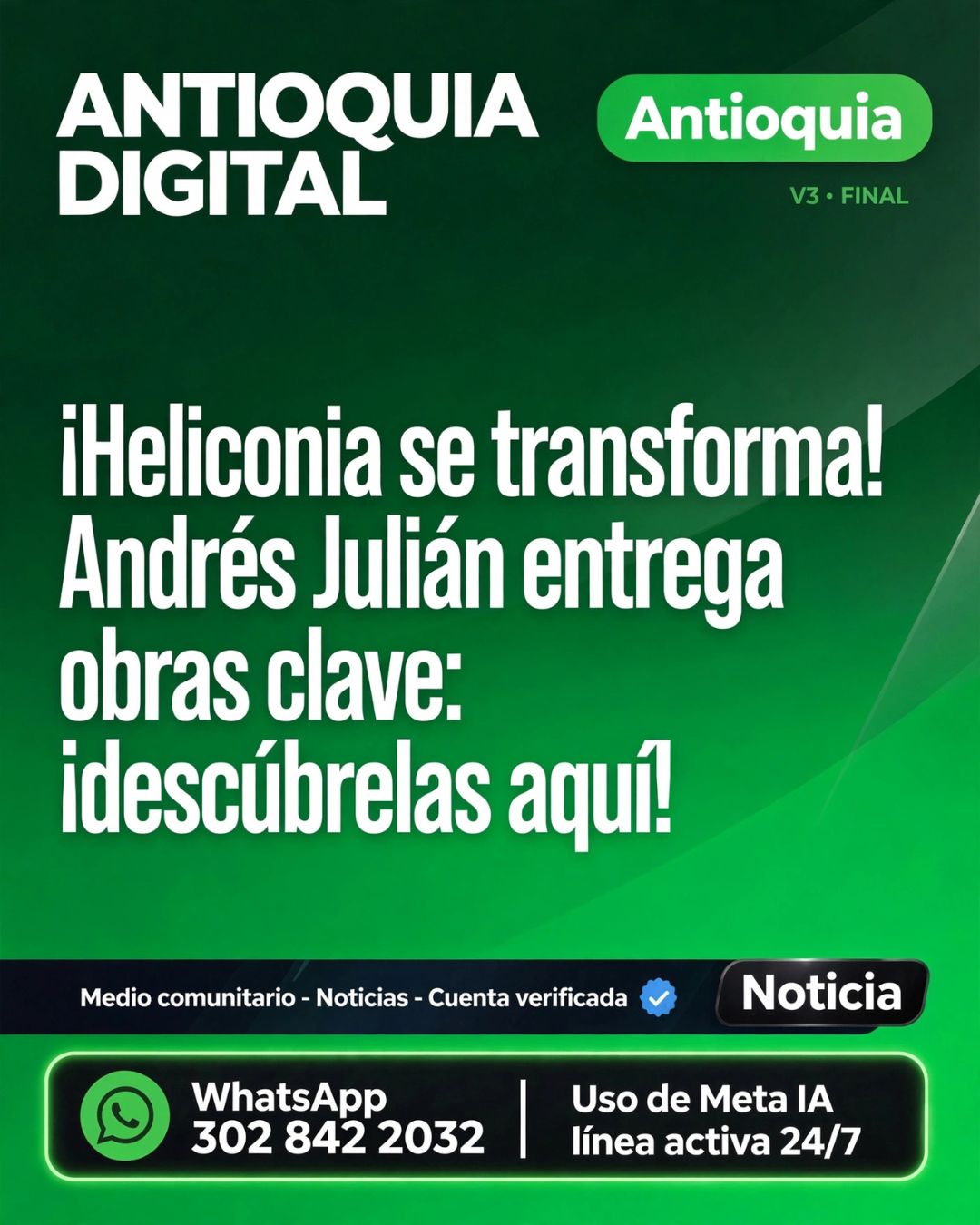Gobernador entregó importantes obras en Heliconia