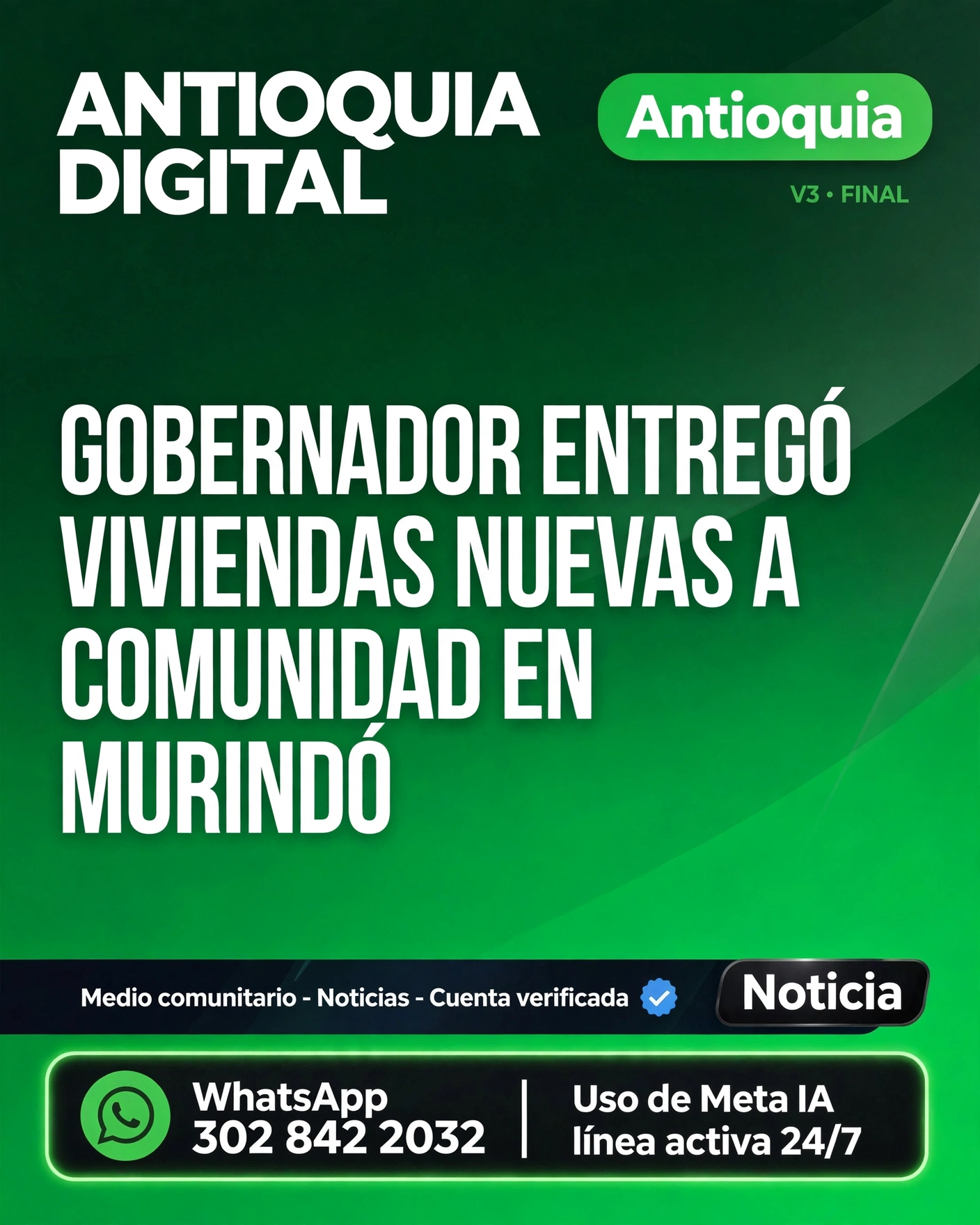 Gobernador entregó viviendas en No hay como Dios